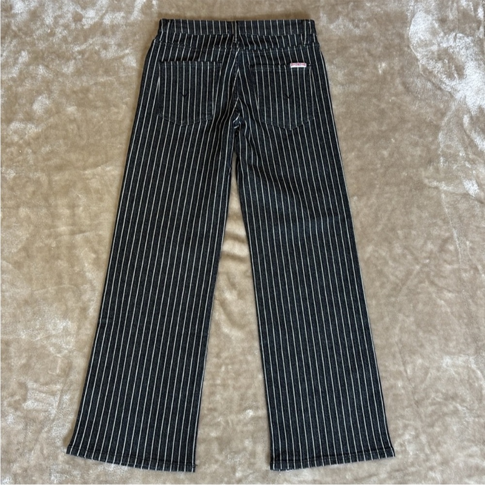 Hudson Rosalie High Rise Wide Leg Ankle Black w/ White Pinstripes Womens Size 25 - Picture 2 of 14